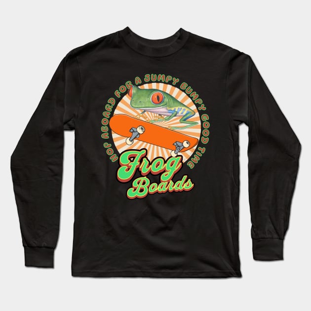 Cute Funny Red Eyed Tree Frog Long Sleeve T-Shirt by Danny Gordon Art